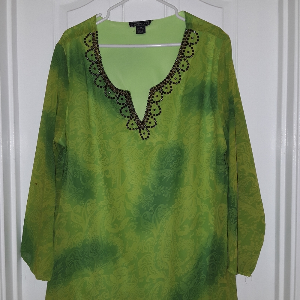 Green shirt with rhinestones